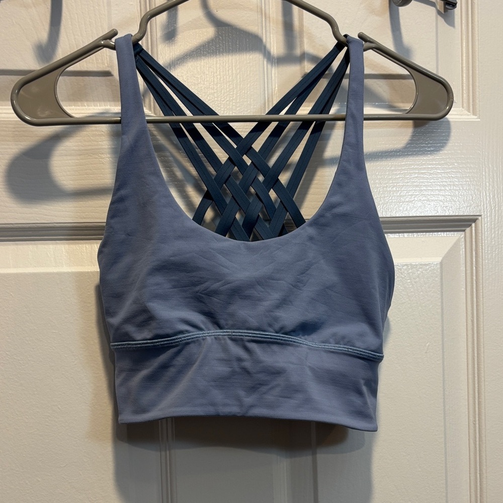 Lululemon Athletica Free To Be Longline Blue Strappy Sports Bra